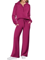Women's Relaxed Loungewear Set – Half-Zip Top & Pants