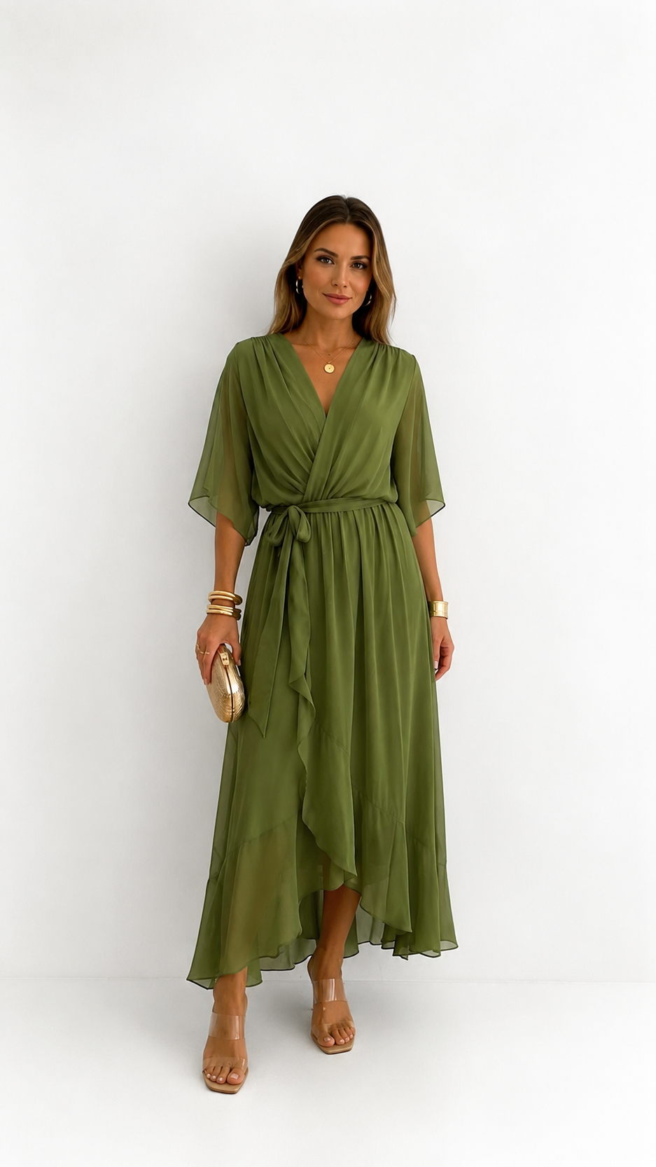 Women's Chiffon Wrap Dress - Flowy Cocktail Dress