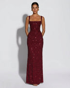 Women's Sleeveless Sequin Maxi Dress - Black Tie Evening Gown