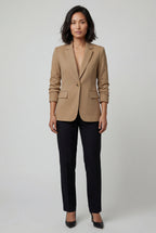 Khaki Fitted Single-breasted Blazer with Classic Lapel - Blazers - Photo 1