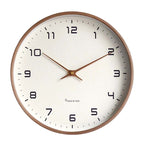 Nordic Wooden Wall Clock - Minimalist Silent Timepiece; brown wood frame, white dial, brown hands for wall display.