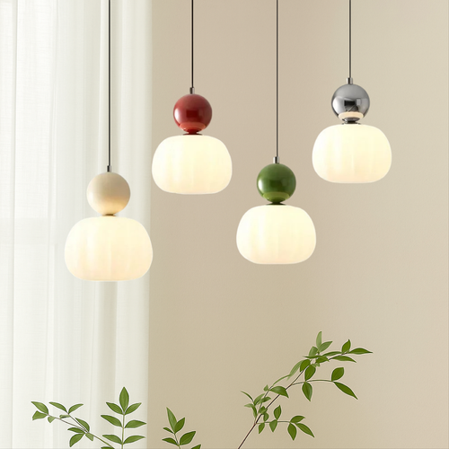 Art Deco Pendant Light with Acrylic Shade, Round Colored Top