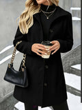 Women's Winter Coats with Lapel Collar, Long Button-Front Style