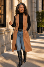 Women's Longline Sleeveless Vest – Open-Front Waistcoat