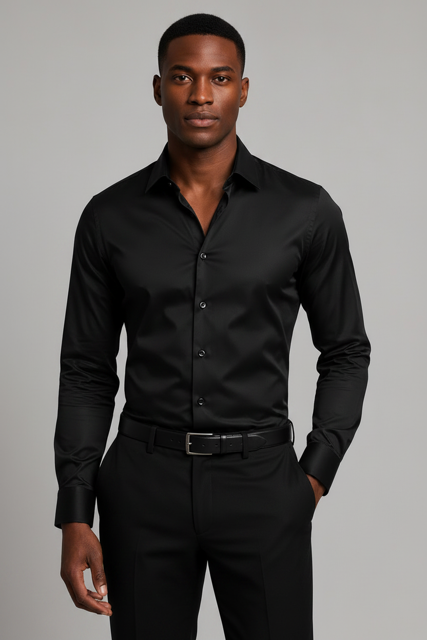 Men's Stretch Satin Shirt, Slim Tailored Fit