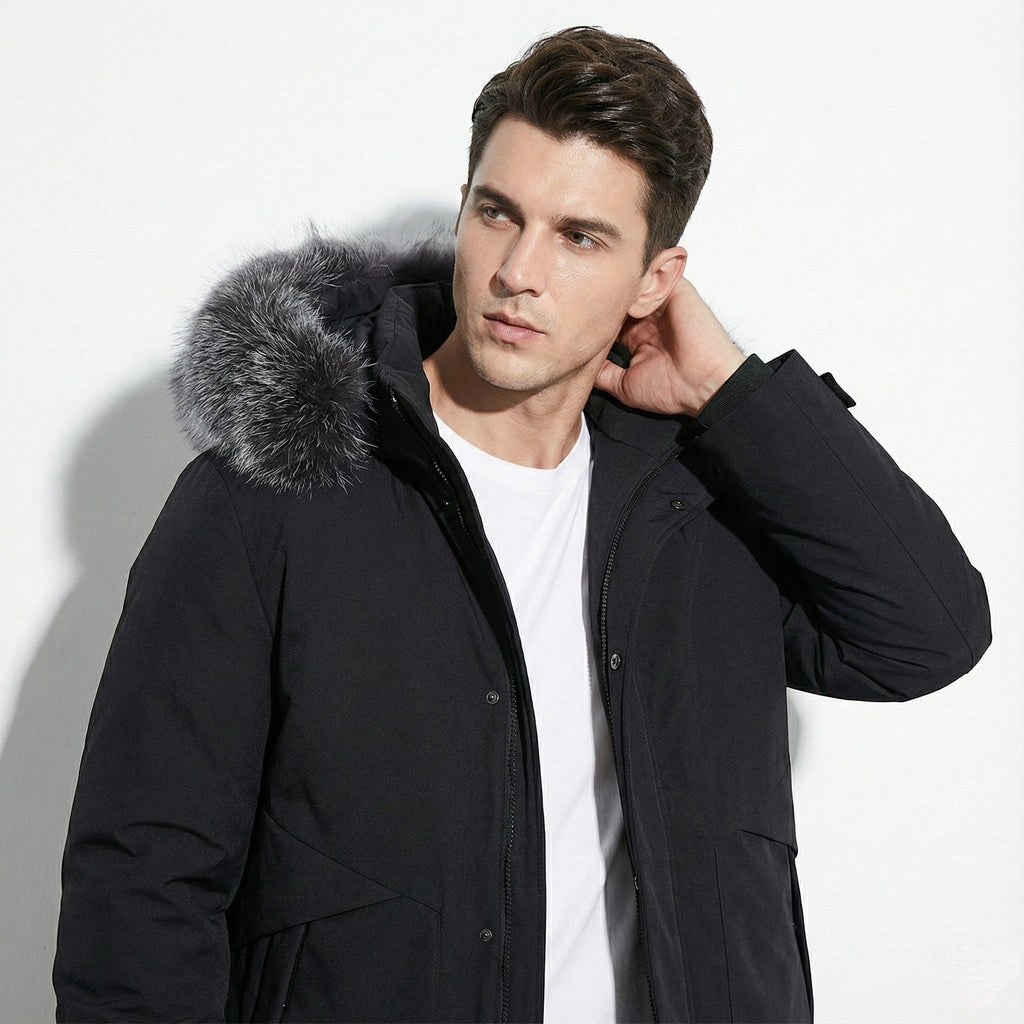 Lukas – Water-Repellent Winter Parka Jacket with Hood - Jackets - Black - Black - Taylor & Bennett