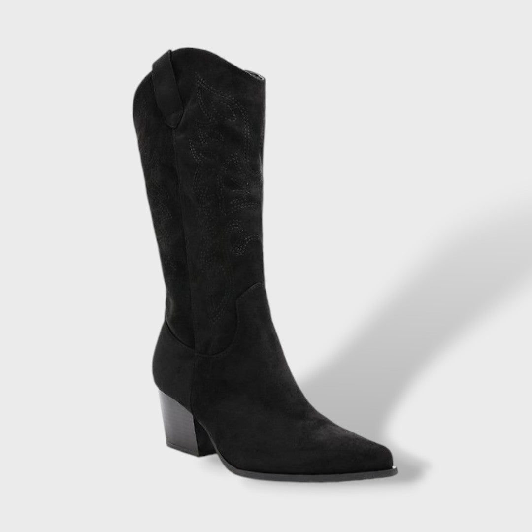 Women's Orthopedic Western Boots Suede Wide Heel