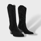 Women's Orthopedic Western Boots Suede Wide Heel