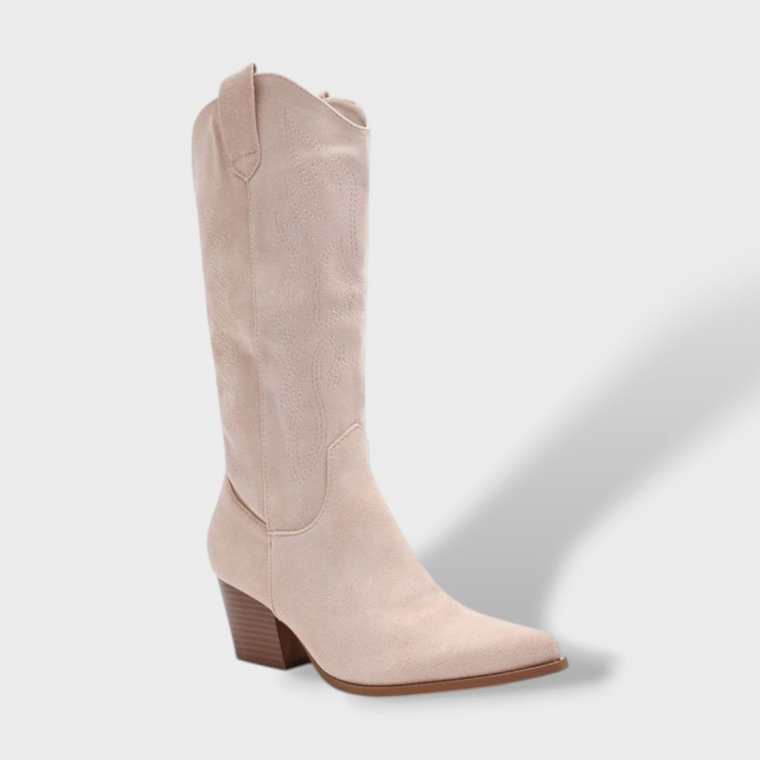 Women's Orthopedic Western Boots Suede Wide Heel
