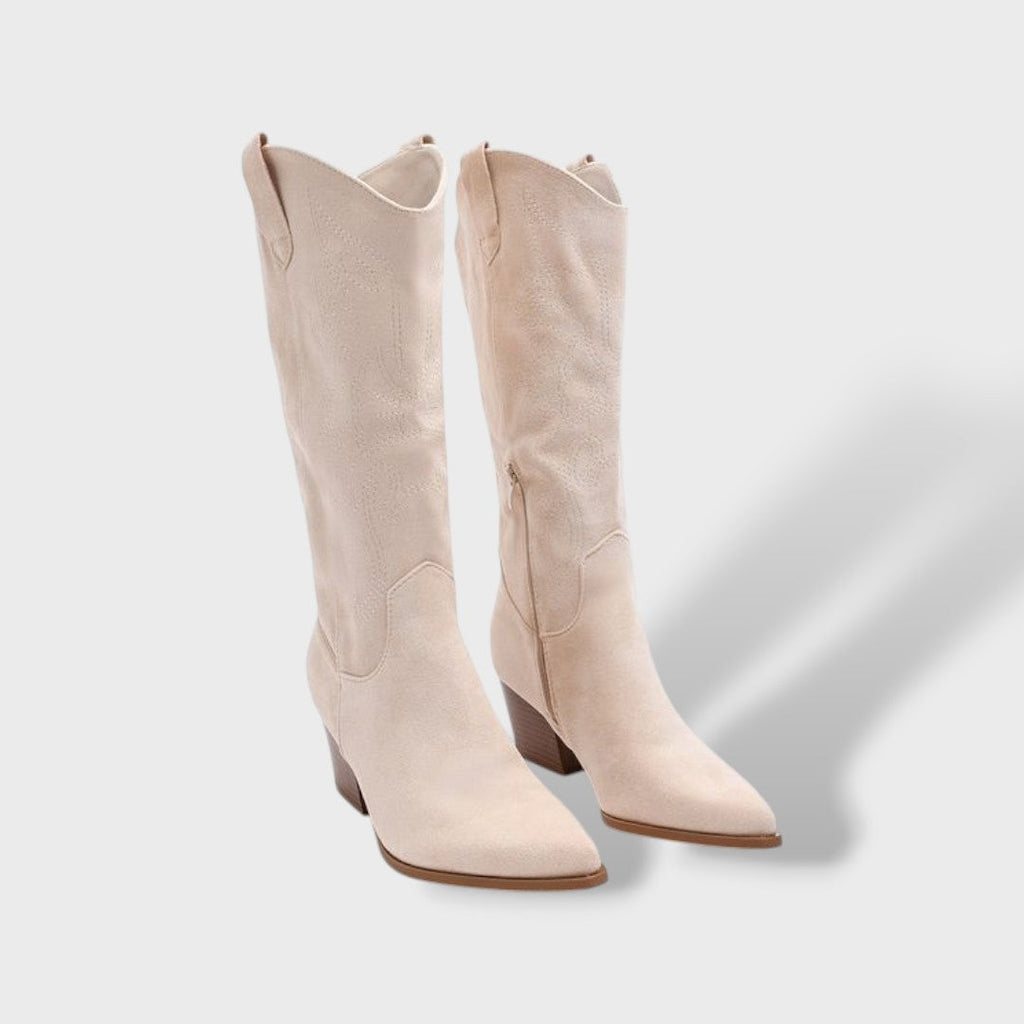 Women's Orthopedic Western Boots Suede Wide Heel
