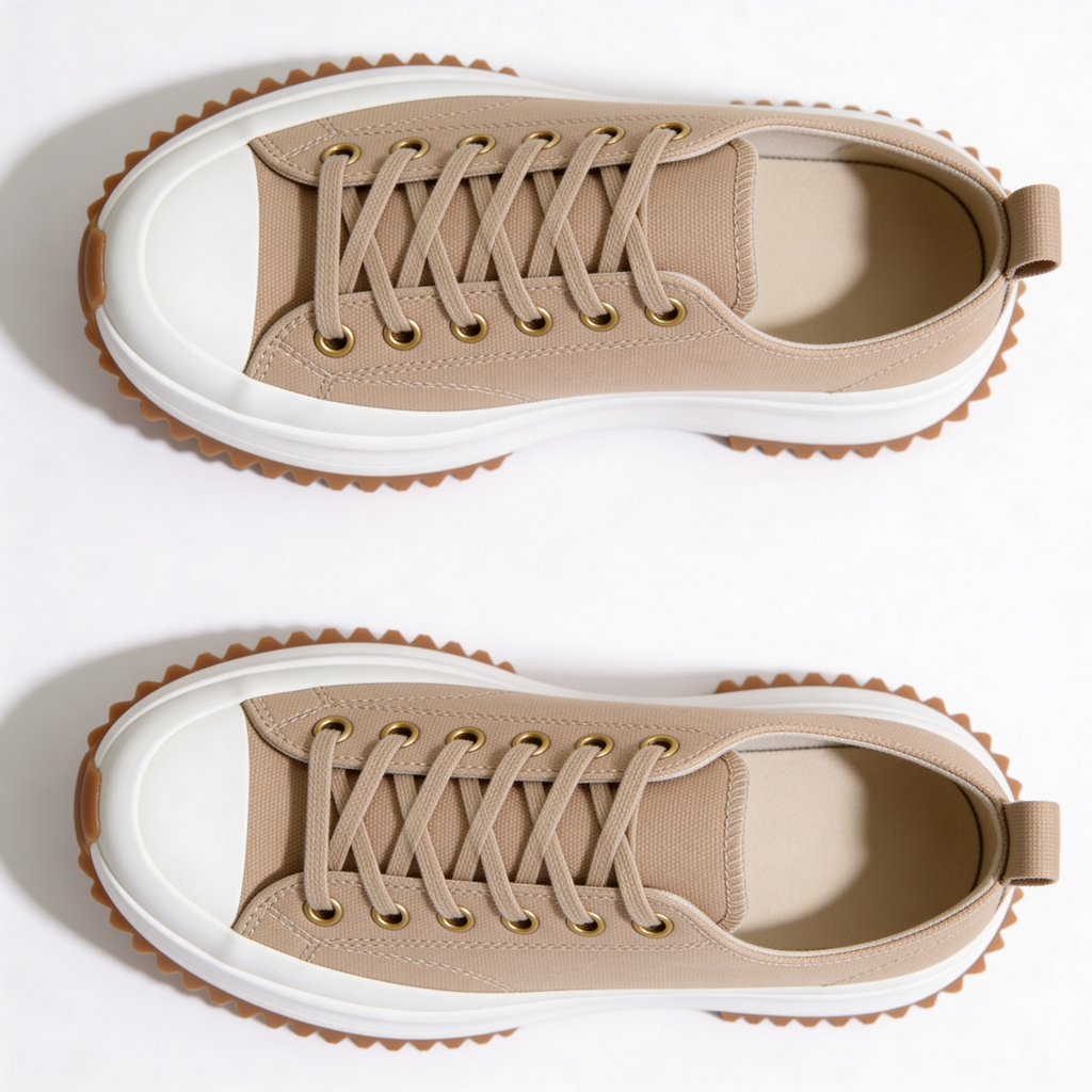 Women's Platform Sneakers Canvas Lace-Up Trainers with Cushioned Insole