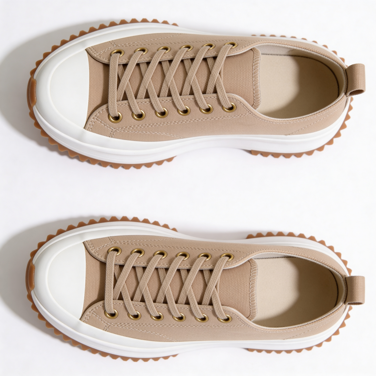 Women's Platform Sneakers Canvas Lace-Up Trainers with Cushioned Insole