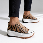Women's Platform Sneakers Canvas Lace-Up Trainers with Cushioned Insole