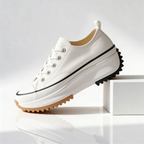 Women's Platform Sneakers Canvas Lace-Up Trainers with Cushioned Insole