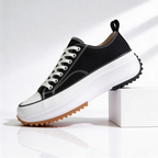 Women's Platform Sneakers Canvas Lace-Up Trainers with Cushioned Insole