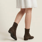 Women's Faux Suede Ankle Boots with Fitted Sock Shaft