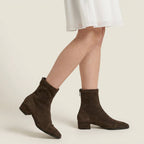 Women's Faux Suede Ankle Boots with Fitted Sock Shaft