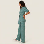 Women's Kimono Jacket & Wide-Leg Trouser Co-ord Set – Geometric Print