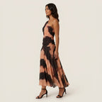 Women's One-Shoulder Midi Dress – Chiffon-Effect Draped Design