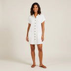 Women's Muslin Shirt Dress with Wood Buttons and Pockets