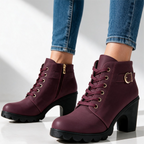 Women's Ankle Boots with Block Heel and Platform Sole