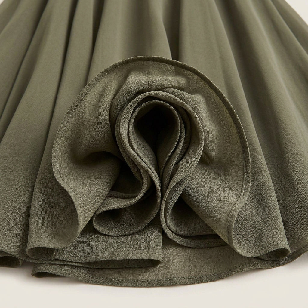 Women's One-Shoulder Midi Dress – Chiffon-Effect Draped Design