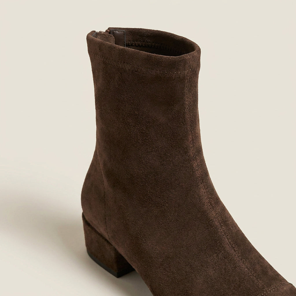 Women's Faux Suede Ankle Boots with Fitted Sock Shaft