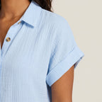 Women's Muslin Shirt Dress with Wood Buttons and Pockets