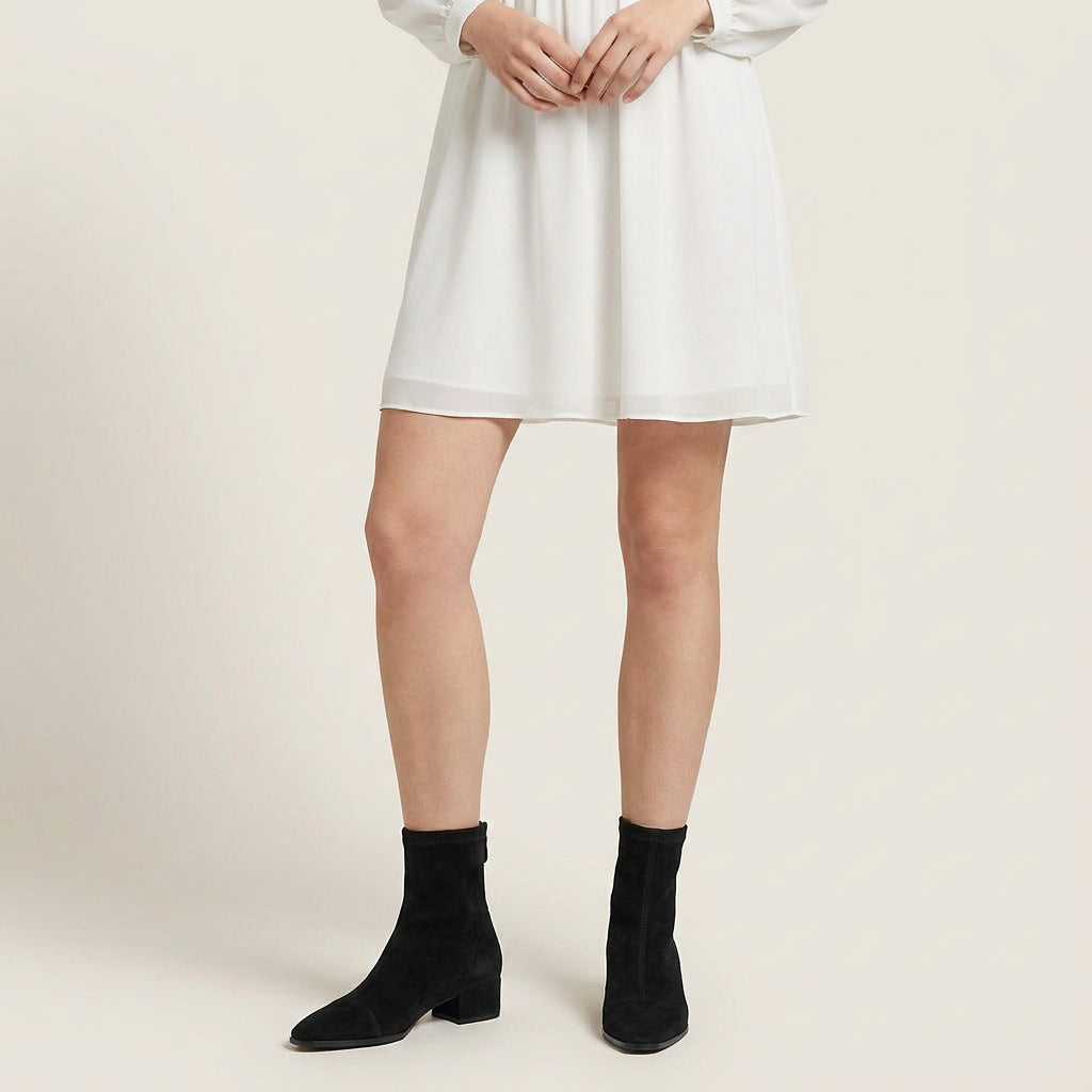 Women's Faux Suede Ankle Boots with Fitted Sock Shaft
