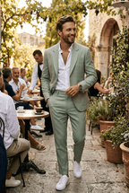 Men's Suits Slim Fit Two-Piece Set with Notch Lapel
