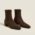 Women's Faux Suede Ankle Boots with Fitted Sock Shaft