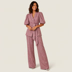 Women's Kimono Jacket & Wide-Leg Trouser Co-ord Set – Geometric Print