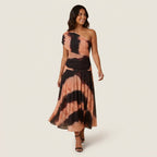 Women's One-Shoulder Midi Dress – Chiffon-Effect Draped Design