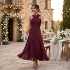 Women's Long Wedding Guest Dress – Slim Fit Chiffon Gown