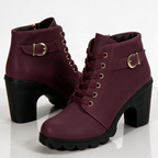 Women's Ankle Boots with Block Heel and Platform Sole