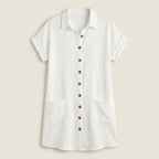 Women's Muslin Shirt Dress with Wood Buttons and Pockets