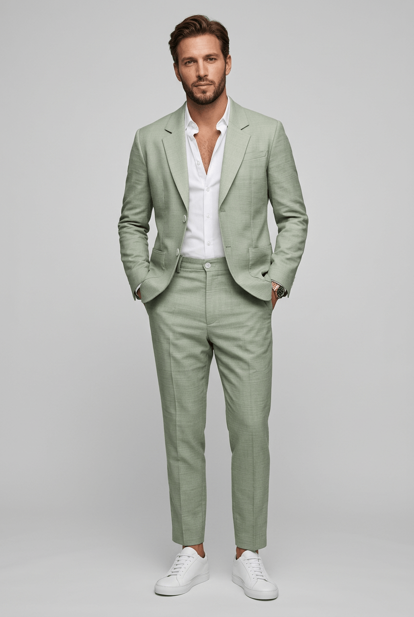 Men's Suits Slim Fit Two-Piece Set with Notch Lapel
