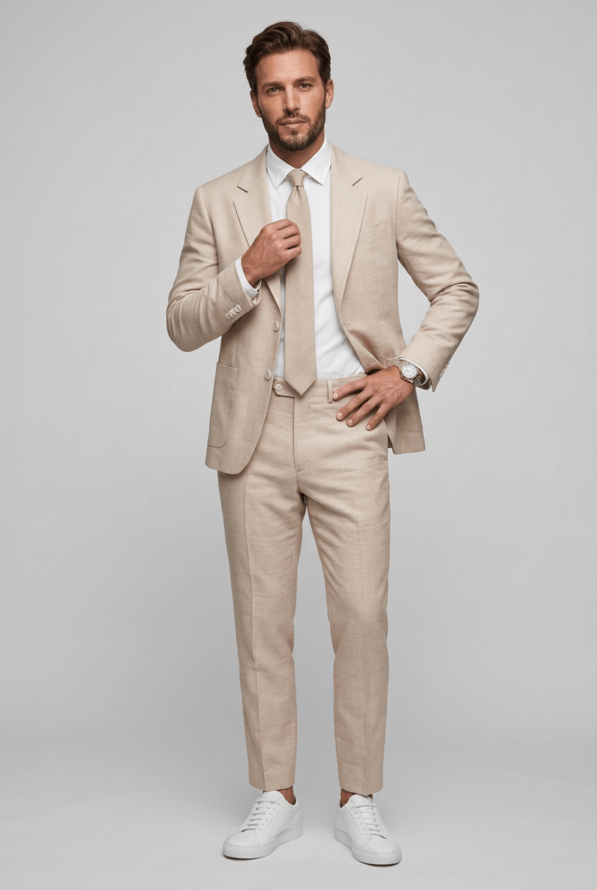 Men's Suits Slim Fit Two-Piece Set with Notch Lapel