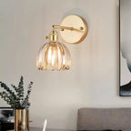 Tulip Glass Wall Sconce - Retro Metal Wall Light for Bedroom & Hallway