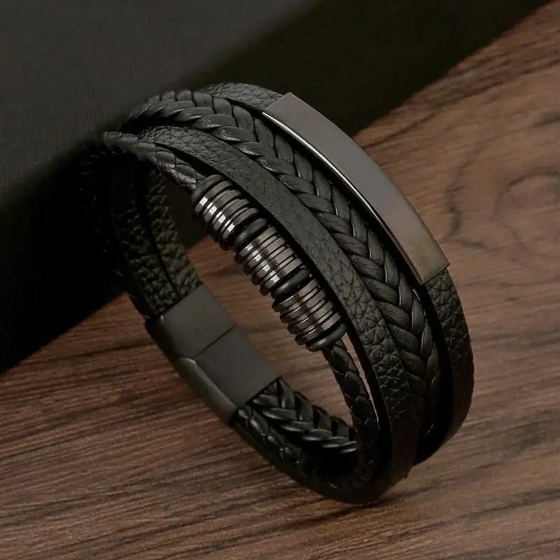 Men's Leather Bracelet – Solid Casual Accessory