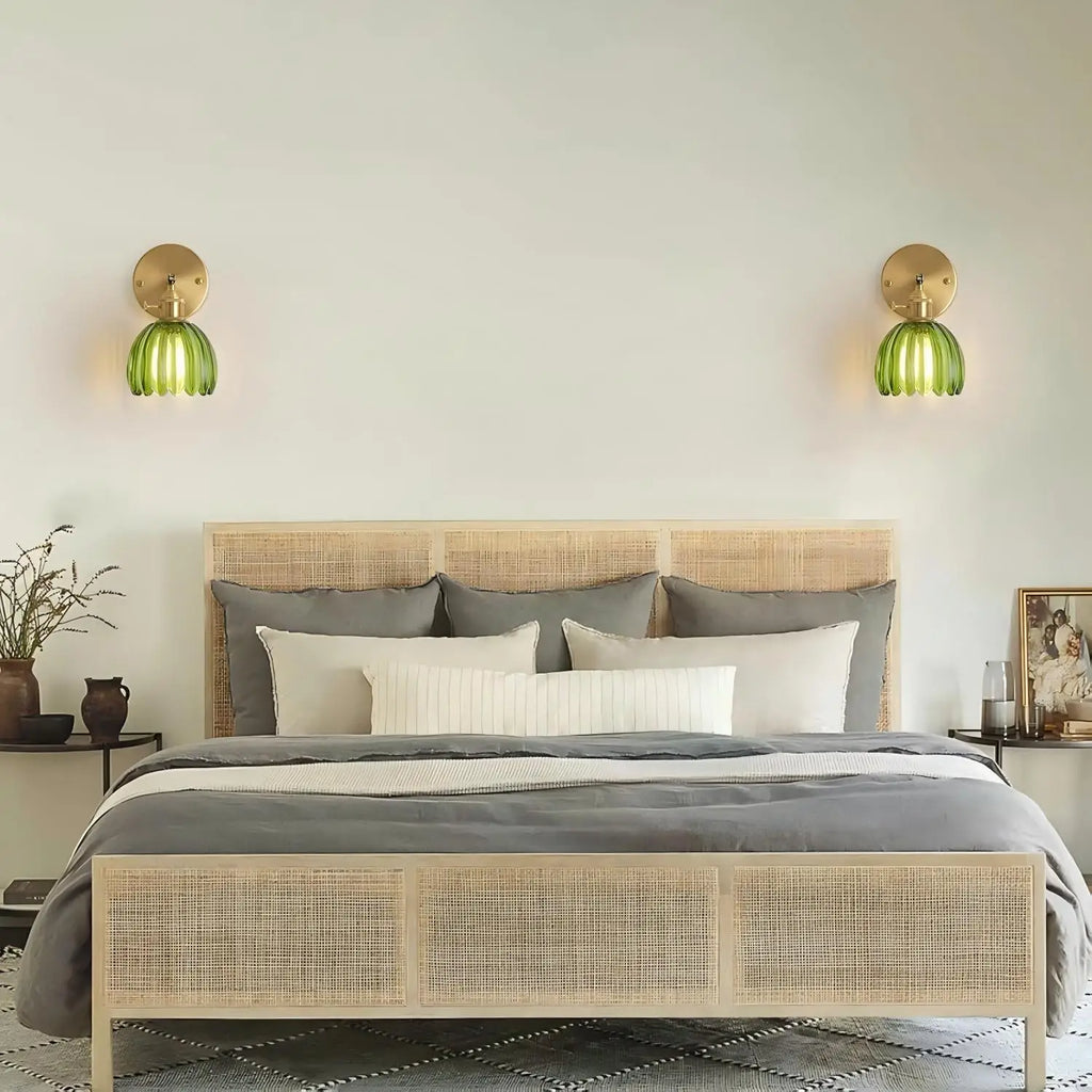 Tulip Glass Wall Sconce - Retro Metal Wall Light for Bedroom & Hallway