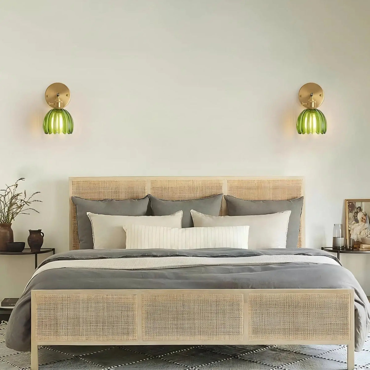 Tulip Glass Wall Sconce - Retro Metal Wall Light for Bedroom & Hallway