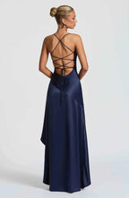 Maxikleid mit Rüschenabschluss - Cecile LavelleDunkelrot