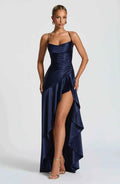 Maxikleid mit Rüschenabschluss - Cecile LavelleMarineblau