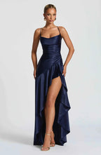 Maxikleid mit Rüschenabschluss - Cecile LavelleMarineblau