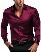 Men's Elegant Timeless Silk Shirt | Satin Sheen Italian Collar Lifestyle