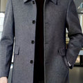 Men's Relaxed Fit Wool Overcoat with Classic Collar