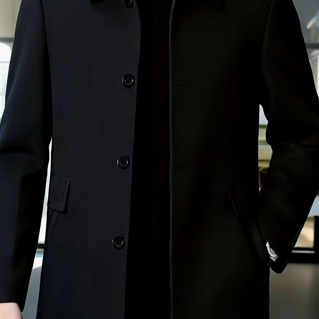 Men's Relaxed Fit Wool Overcoat with Classic Collar