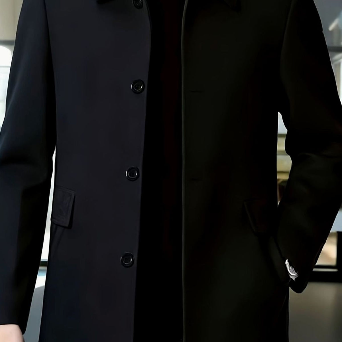 Men's Relaxed Fit Wool Overcoat with Classic Collar