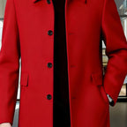 Men's Relaxed Fit Wool Overcoat with Classic Collar